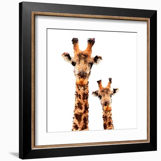 Low Poly Safari Art - Giraffes - White Edition-Philippe Hugonnard-Framed Art Print