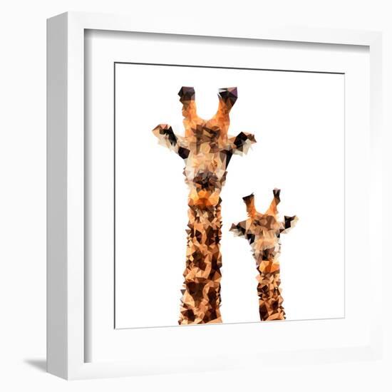 Low Poly Safari Art - Giraffes - White Edition-Philippe Hugonnard-Framed Art Print