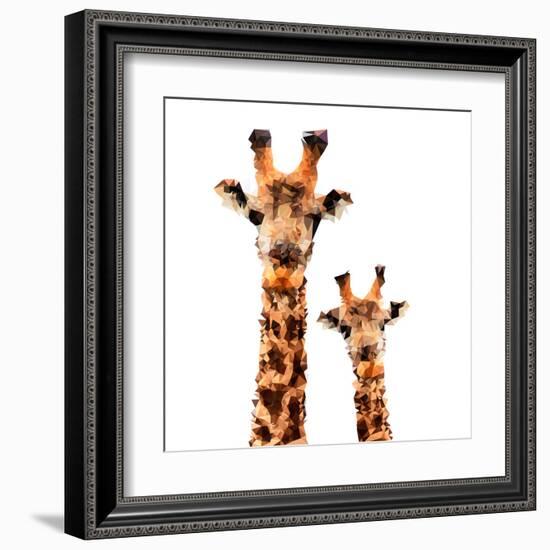 Low Poly Safari Art - Giraffes - White Edition-Philippe Hugonnard-Framed Art Print