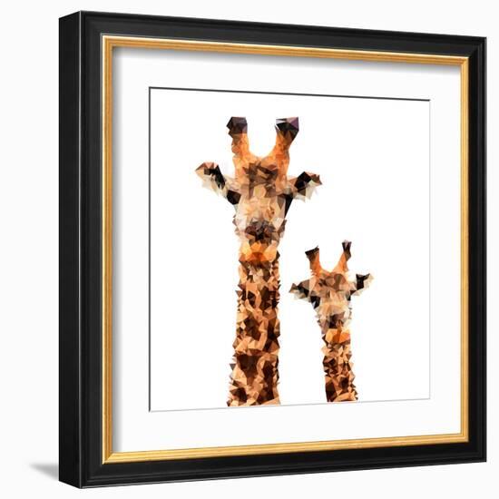 Low Poly Safari Art - Giraffes - White Edition-Philippe Hugonnard-Framed Art Print