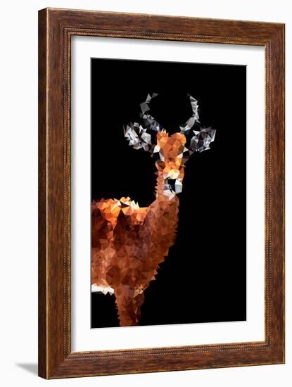 Low Poly Safari Art - Impala Antelope - Black Edition-Philippe Hugonnard-Framed Art Print