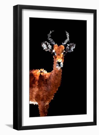 Low Poly Safari Art - Impala Antelope - Black Edition-Philippe Hugonnard-Framed Art Print