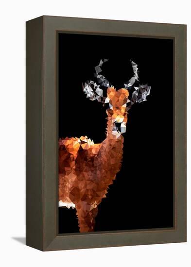 Low Poly Safari Art - Impala Antelope - Black Edition-Philippe Hugonnard-Framed Stretched Canvas