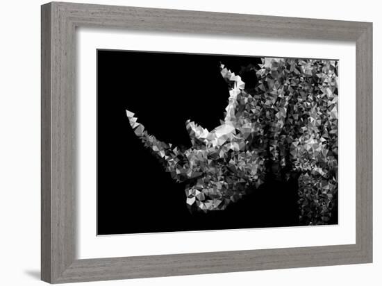 Low Poly Safari Art - Rhino - Black Edition II-Philippe Hugonnard-Framed Premium Giclee Print