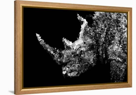 Low Poly Safari Art - Rhino - Black Edition II-Philippe Hugonnard-Framed Stretched Canvas