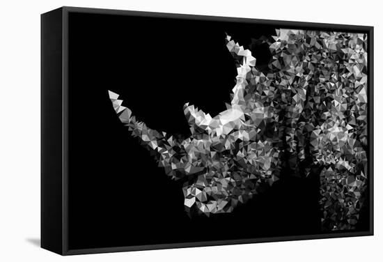 Low Poly Safari Art - Rhino - Black Edition II-Philippe Hugonnard-Framed Stretched Canvas