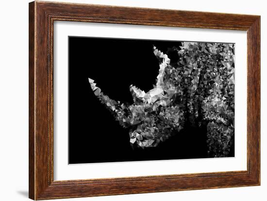 Low Poly Safari Art - Rhino - Black Edition II-Philippe Hugonnard-Framed Art Print