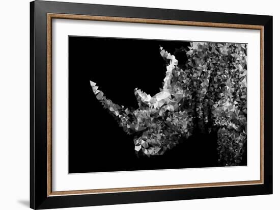 Low Poly Safari Art - Rhino - Black Edition II-Philippe Hugonnard-Framed Art Print