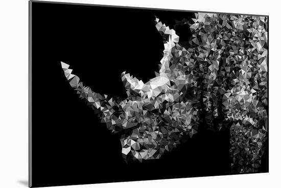 Low Poly Safari Art - Rhino - Black Edition II-Philippe Hugonnard-Mounted Art Print