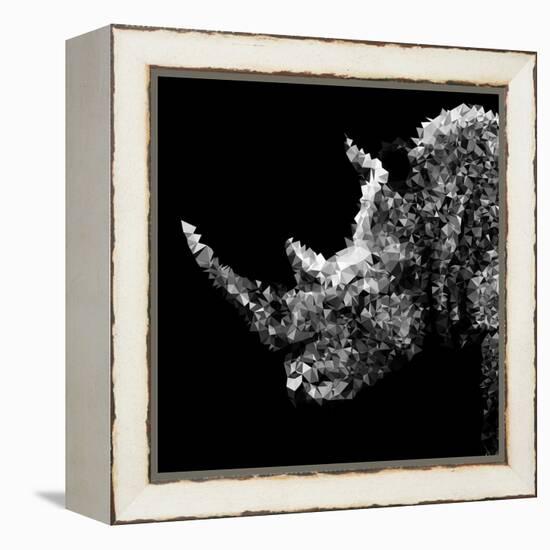 Low Poly Safari Art - Rhino - Black Edition III-Philippe Hugonnard-Framed Stretched Canvas