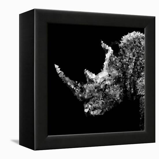 Low Poly Safari Art - Rhino - Black Edition III-Philippe Hugonnard-Framed Stretched Canvas