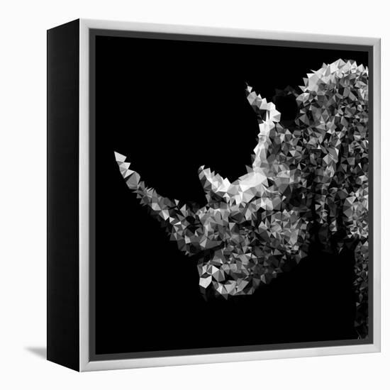 Low Poly Safari Art - Rhino - Black Edition III-Philippe Hugonnard-Framed Stretched Canvas