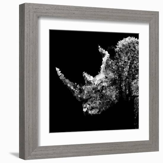 Low Poly Safari Art - Rhino - Black Edition III-Philippe Hugonnard-Framed Art Print