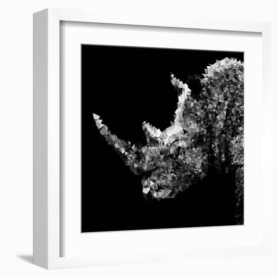 Low Poly Safari Art - Rhino - Black Edition III-Philippe Hugonnard-Framed Art Print