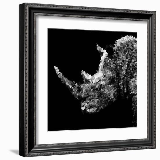 Low Poly Safari Art - Rhino - Black Edition III-Philippe Hugonnard-Framed Art Print