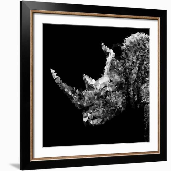 Low Poly Safari Art - Rhino - Black Edition III-Philippe Hugonnard-Framed Art Print