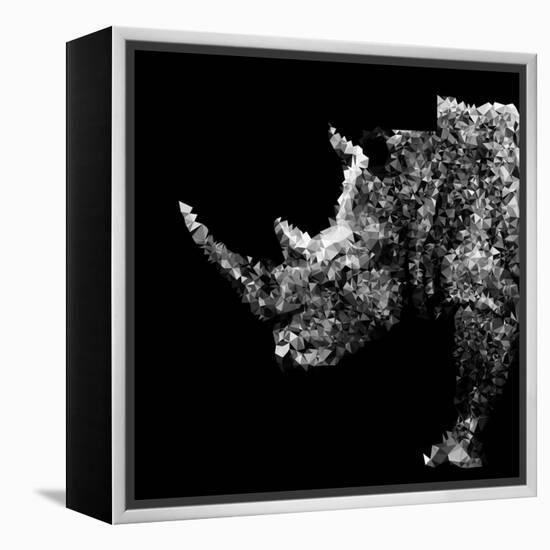 Low Poly Safari Art - Rhino - Black Edition-Philippe Hugonnard-Framed Stretched Canvas