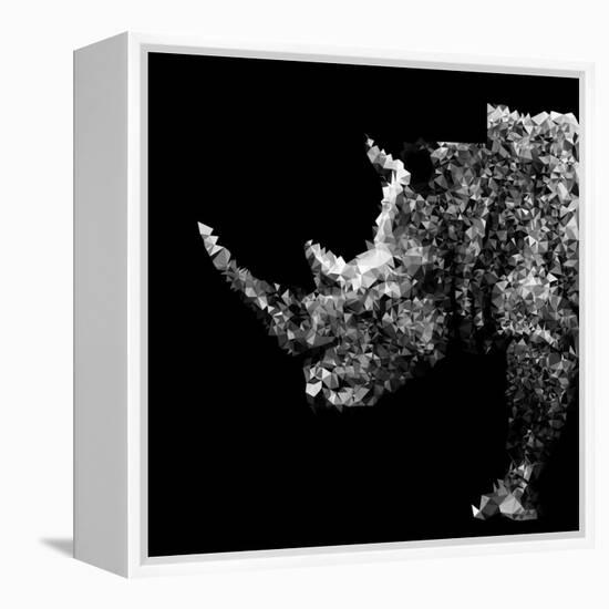 Low Poly Safari Art - Rhino - Black Edition-Philippe Hugonnard-Framed Stretched Canvas