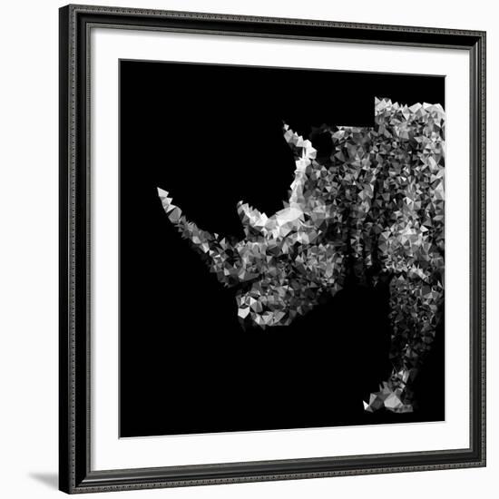 Low Poly Safari Art - Rhino - Black Edition-Philippe Hugonnard-Framed Art Print