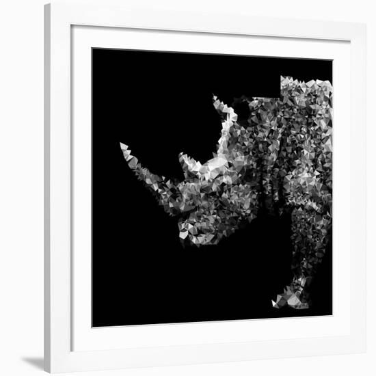 Low Poly Safari Art - Rhino - Black Edition-Philippe Hugonnard-Framed Art Print