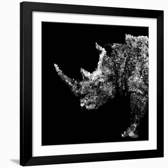 Low Poly Safari Art - Rhino - Black Edition-Philippe Hugonnard-Framed Art Print