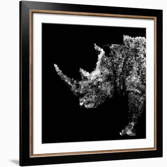 Low Poly Safari Art - Rhino - Black Edition-Philippe Hugonnard-Framed Art Print