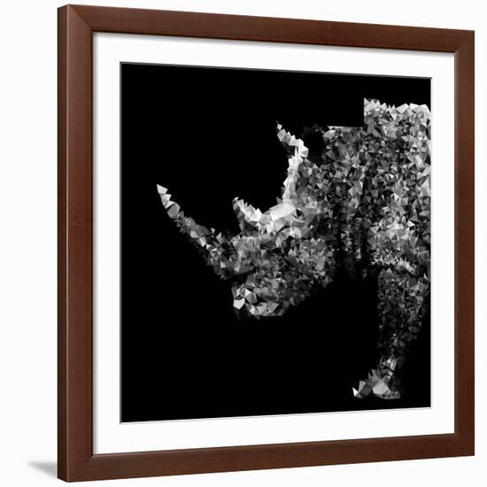 Low Poly Safari Art - Rhino - Black Edition-Philippe Hugonnard-Framed Art Print