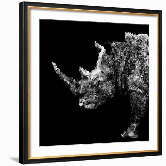 Low Poly Safari Art - Rhino - Black Edition-Philippe Hugonnard-Framed Art Print