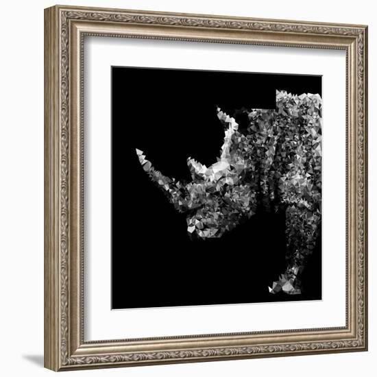 Low Poly Safari Art - Rhino - Black Edition-Philippe Hugonnard-Framed Art Print