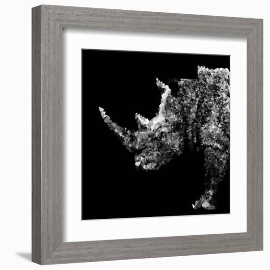 Low Poly Safari Art - Rhino - Black Edition-Philippe Hugonnard-Framed Art Print