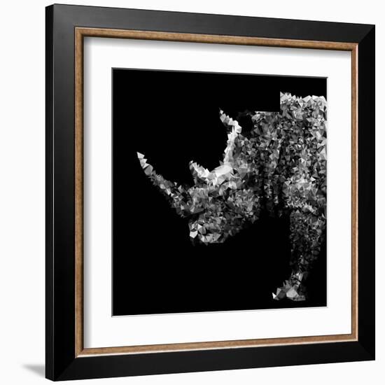 Low Poly Safari Art - Rhino - Black Edition-Philippe Hugonnard-Framed Art Print