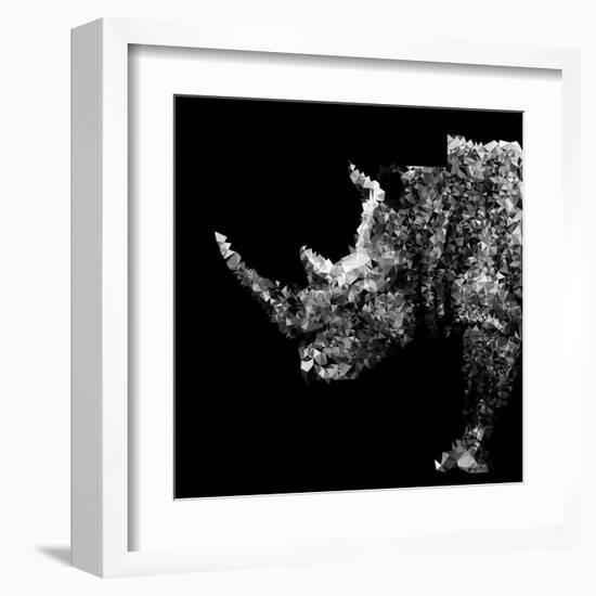 Low Poly Safari Art - Rhino - Black Edition-Philippe Hugonnard-Framed Art Print