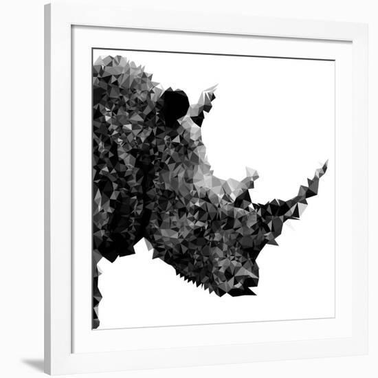Low Poly Safari Art - Rhino - White Edition II-Philippe Hugonnard-Framed Art Print