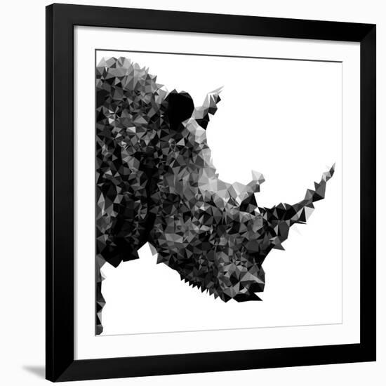 Low Poly Safari Art - Rhino - White Edition II-Philippe Hugonnard-Framed Art Print