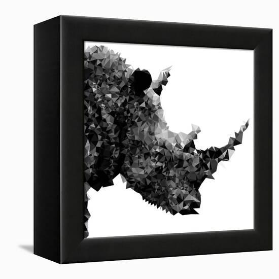 Low Poly Safari Art - Rhino - White Edition II-Philippe Hugonnard-Framed Stretched Canvas