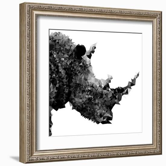 Low Poly Safari Art - Rhino - White Edition II-Philippe Hugonnard-Framed Art Print