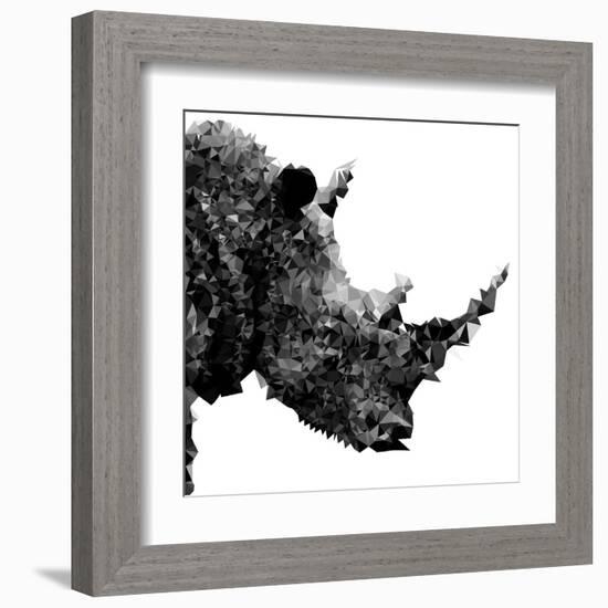 Low Poly Safari Art - Rhino - White Edition II-Philippe Hugonnard-Framed Art Print