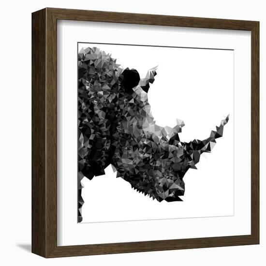 Low Poly Safari Art - Rhino - White Edition II-Philippe Hugonnard-Framed Art Print