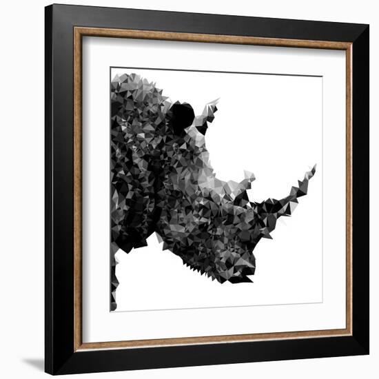 Low Poly Safari Art - Rhino - White Edition II-Philippe Hugonnard-Framed Art Print