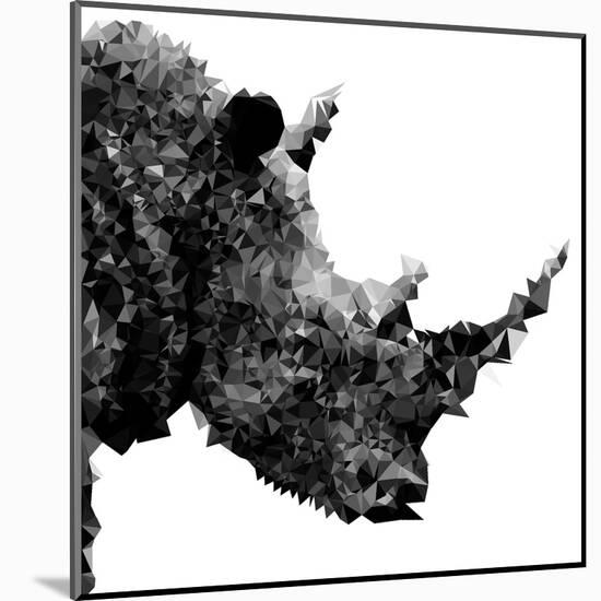 Low Poly Safari Art - Rhino - White Edition II-Philippe Hugonnard-Mounted Art Print