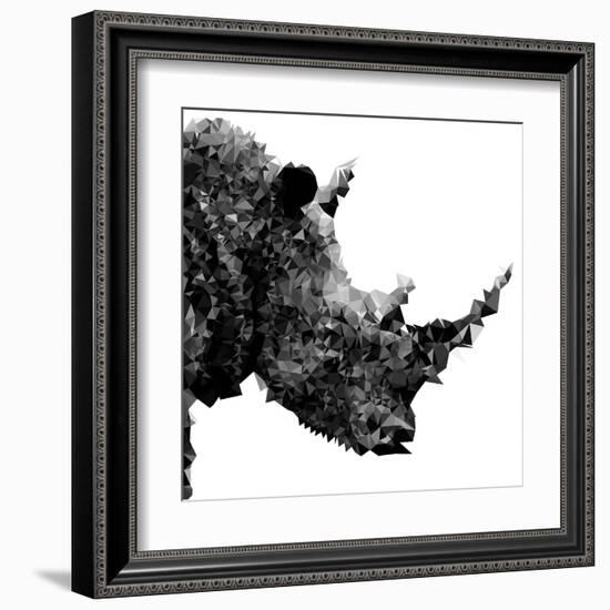 Low Poly Safari Art - Rhino - White Edition II-Philippe Hugonnard-Framed Art Print