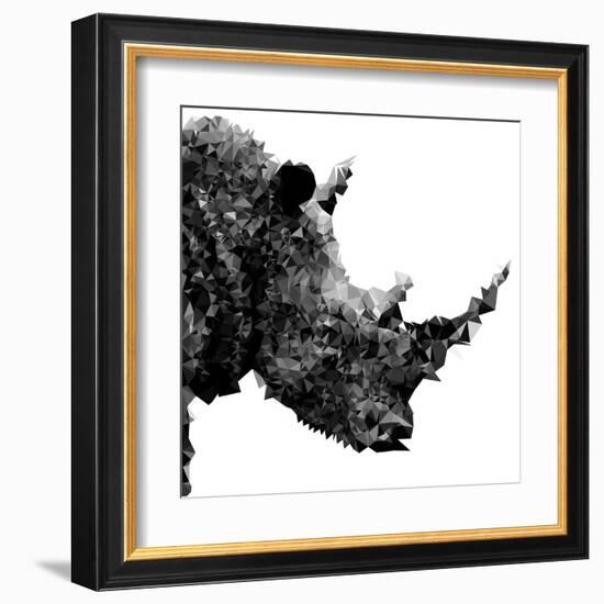 Low Poly Safari Art - Rhino - White Edition II-Philippe Hugonnard-Framed Art Print