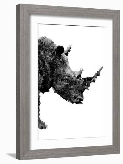 Low Poly Safari Art - Rhino - White Edition-Philippe Hugonnard-Framed Art Print