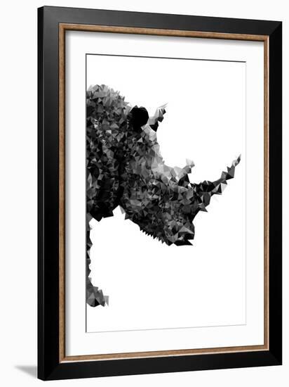 Low Poly Safari Art - Rhino - White Edition-Philippe Hugonnard-Framed Art Print