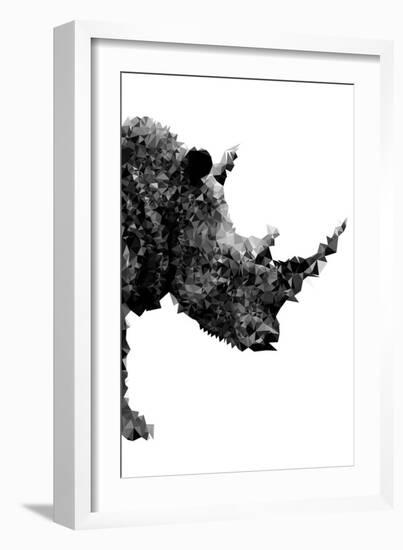 Low Poly Safari Art - Rhino - White Edition-Philippe Hugonnard-Framed Premium Giclee Print