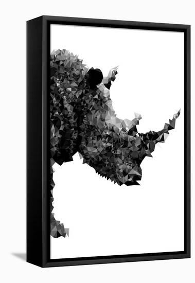 Low Poly Safari Art - Rhino - White Edition-Philippe Hugonnard-Framed Stretched Canvas