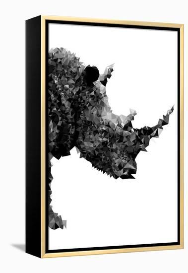 Low Poly Safari Art - Rhino - White Edition-Philippe Hugonnard-Framed Stretched Canvas