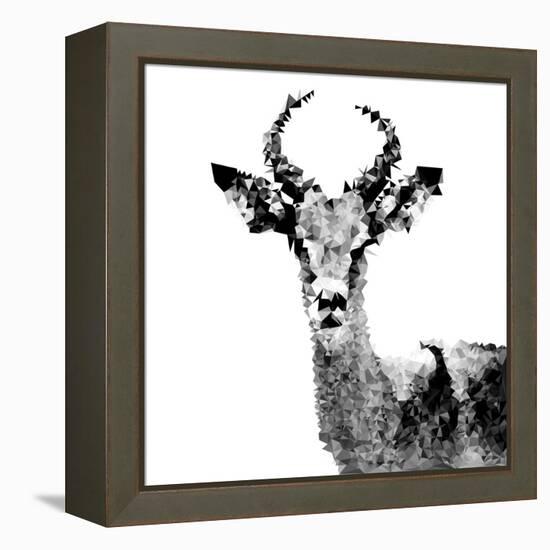 Low Poly Safari Art - The Antelope - White Edition II-Philippe Hugonnard-Framed Stretched Canvas