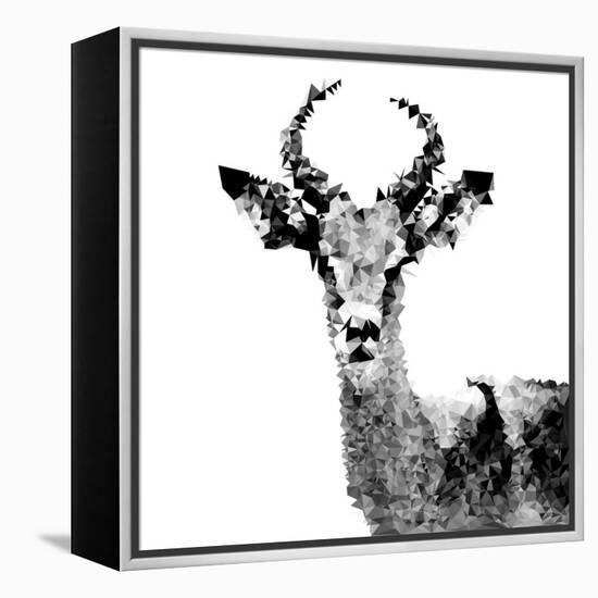 Low Poly Safari Art - The Antelope - White Edition II-Philippe Hugonnard-Framed Stretched Canvas