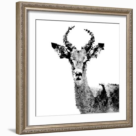 Low Poly Safari Art - The Antelope - White Edition II-Philippe Hugonnard-Framed Premium Giclee Print